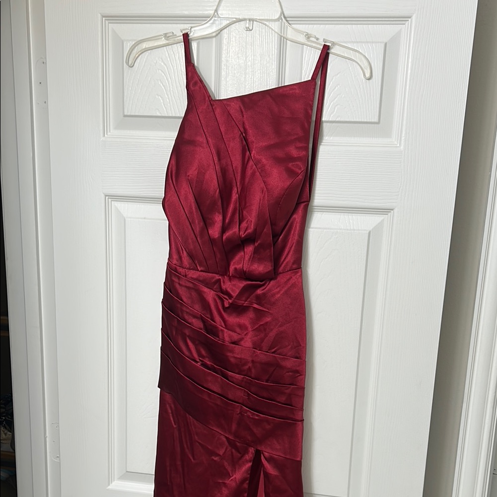 Elegant Red Satin Bridesmaids Dress
